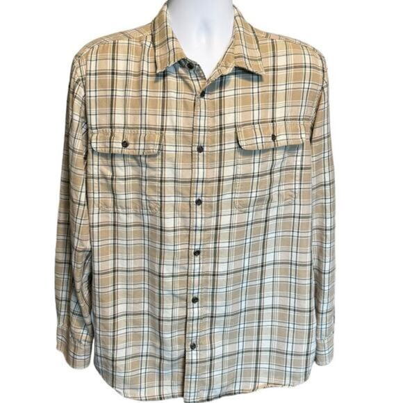 Prana Edge Water Organic Cotton Plaid Button Up Shirt Sz L - Picture 1 of 5